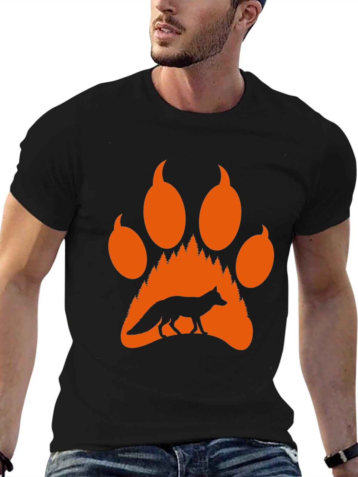 Fox Paw Print T-Shirt - Nature Lover Tee