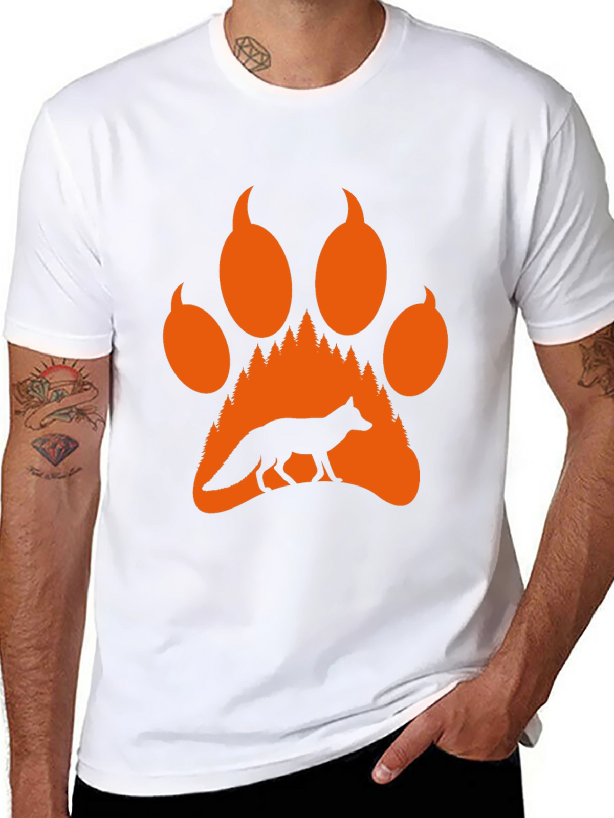 Fox Paw Print T-Shirt - Nature Lover Tee
