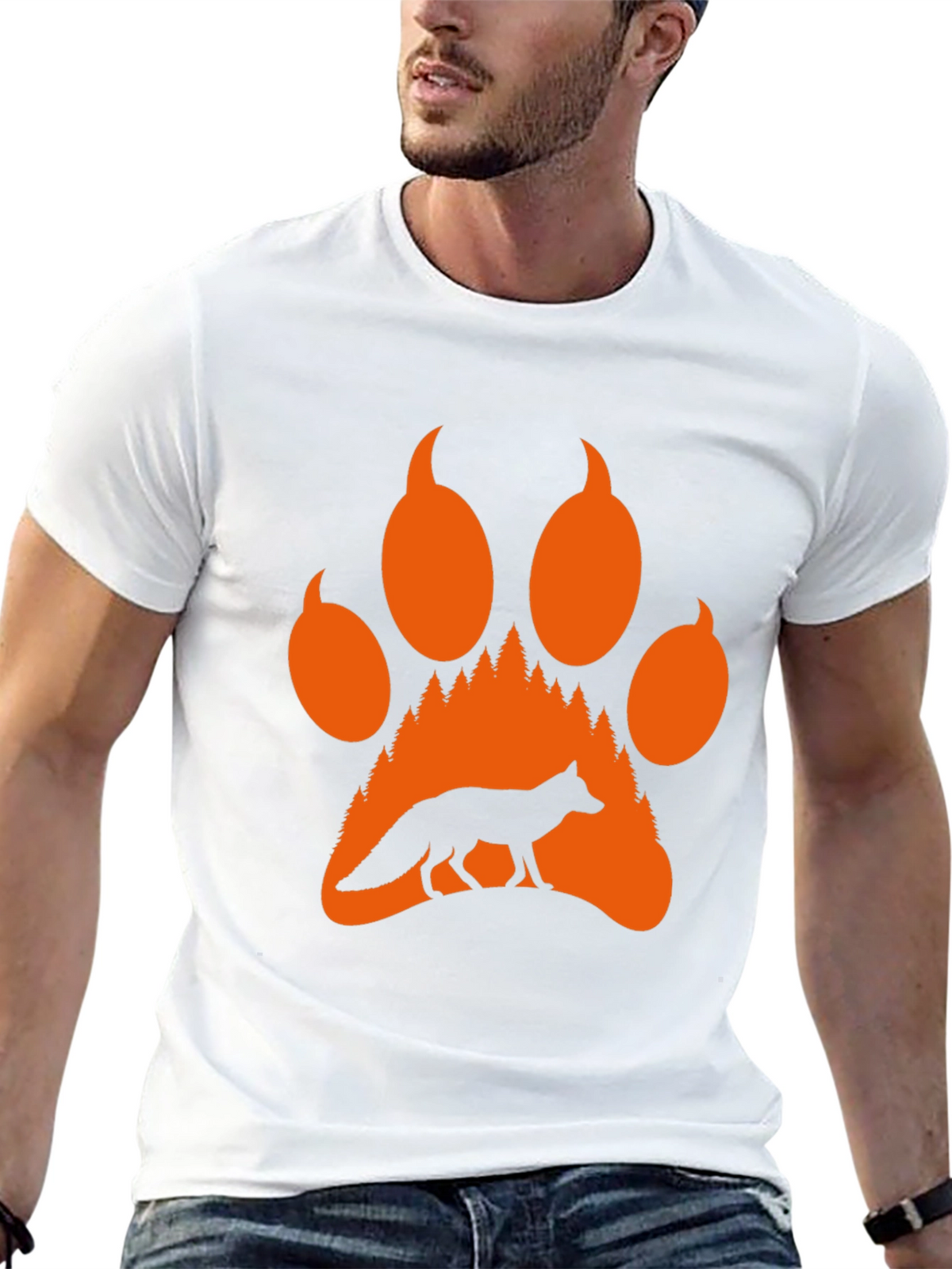 Fox Paw Print T-Shirt - Nature Lover Tee