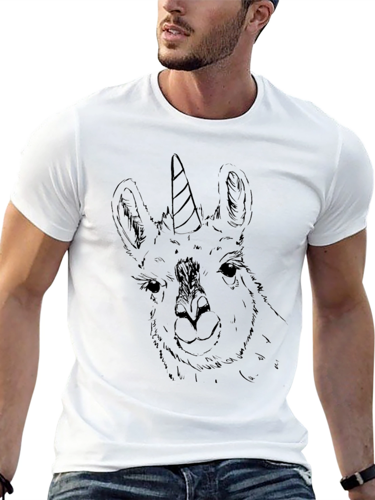 Llama Unicorn Graphic Tee - Black