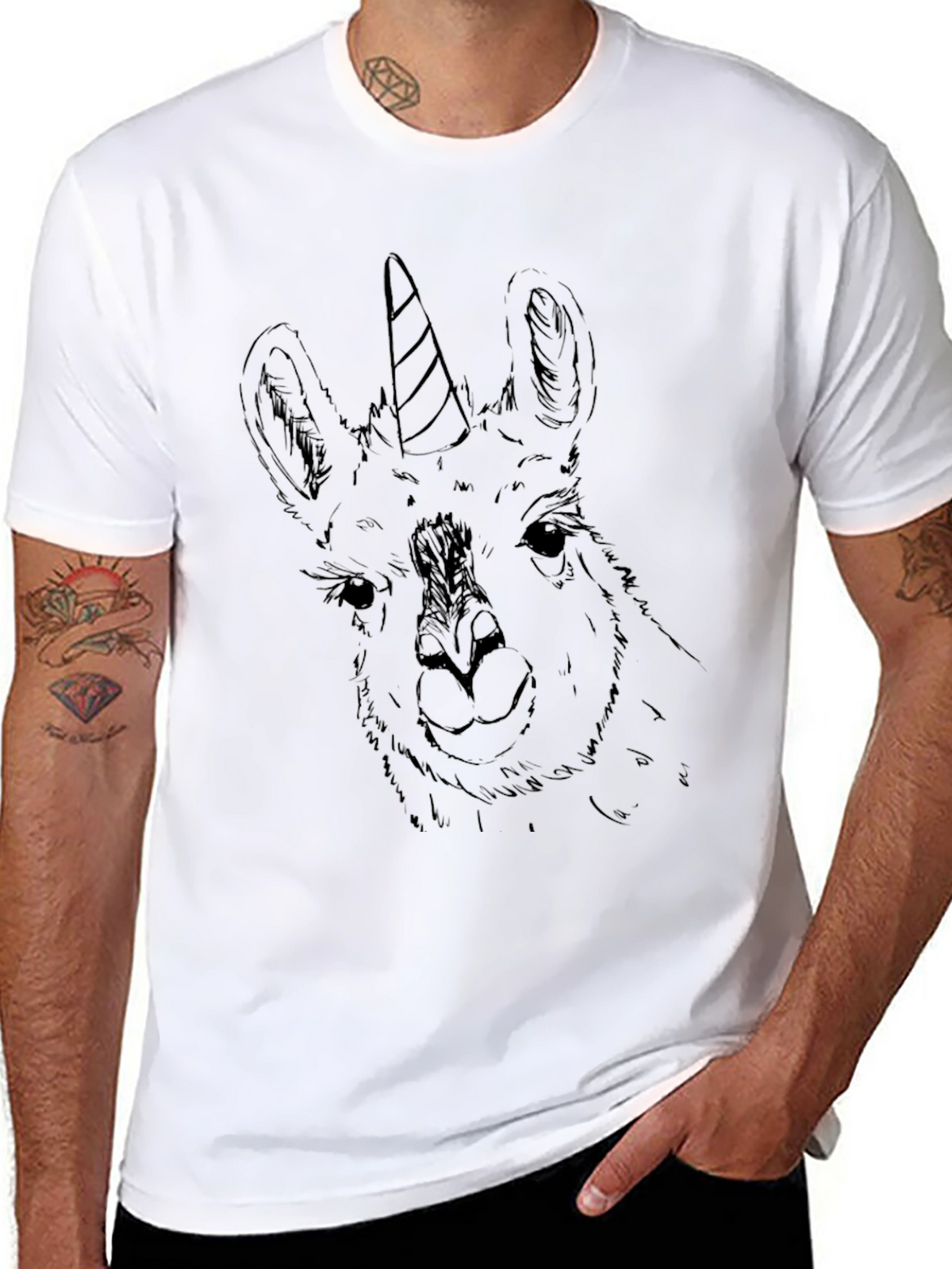 Llama Unicorn Graphic Tee - Black