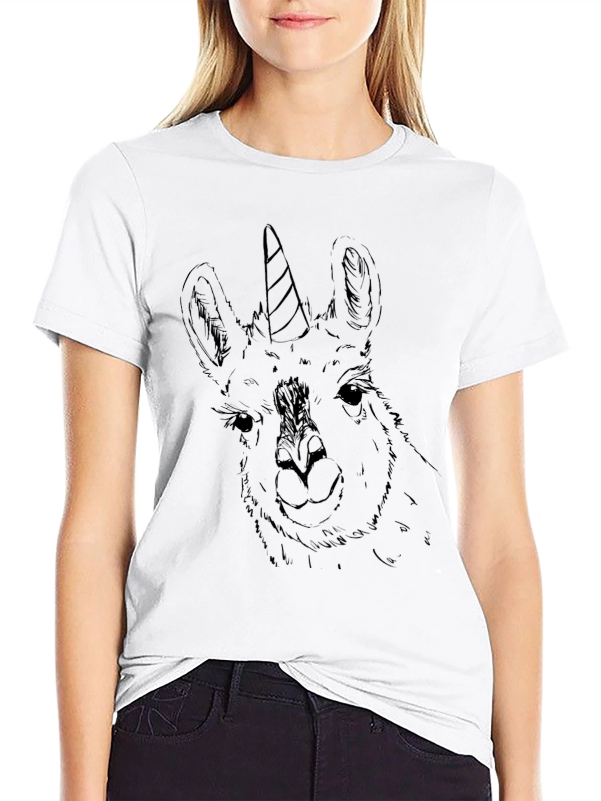 Llama Unicorn Graphic Tee - Black