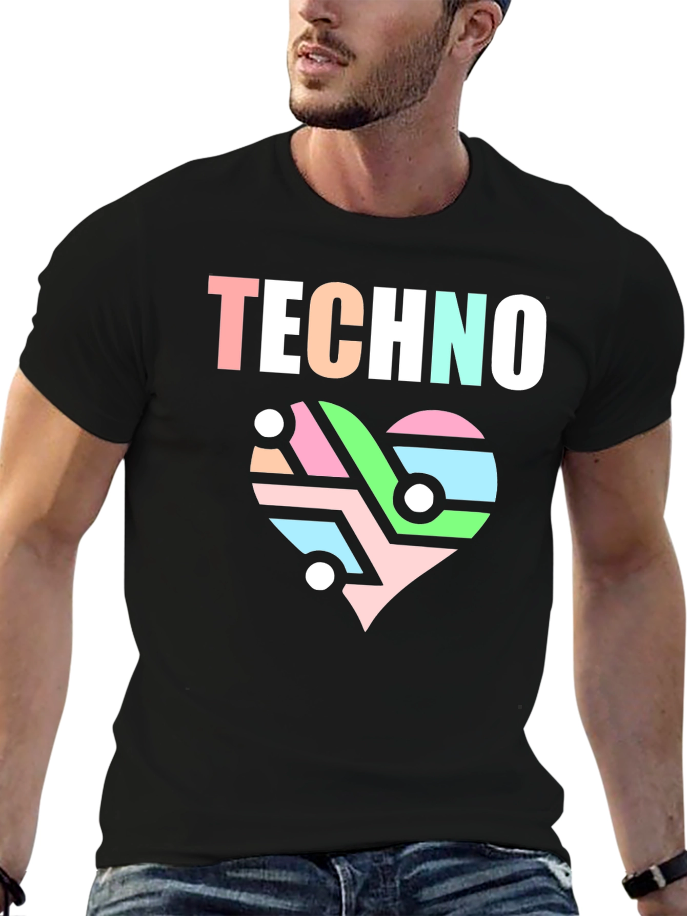 Techno Heart Circuit T-Shirt - Stylish Music Lover Tee