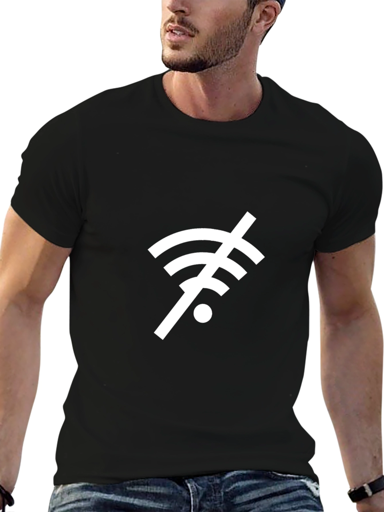 No WiFi Black T-Shirt - Disconnect & Relax