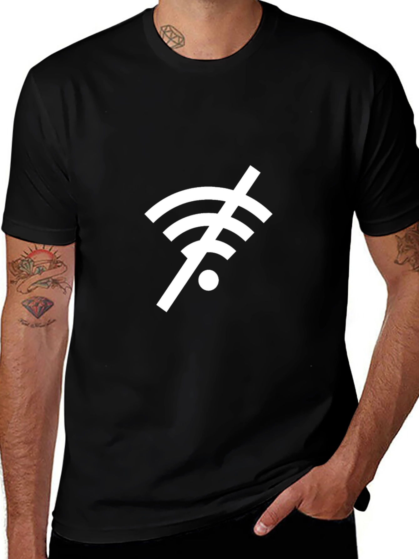 No WiFi Black T-Shirt - Disconnect & Relax