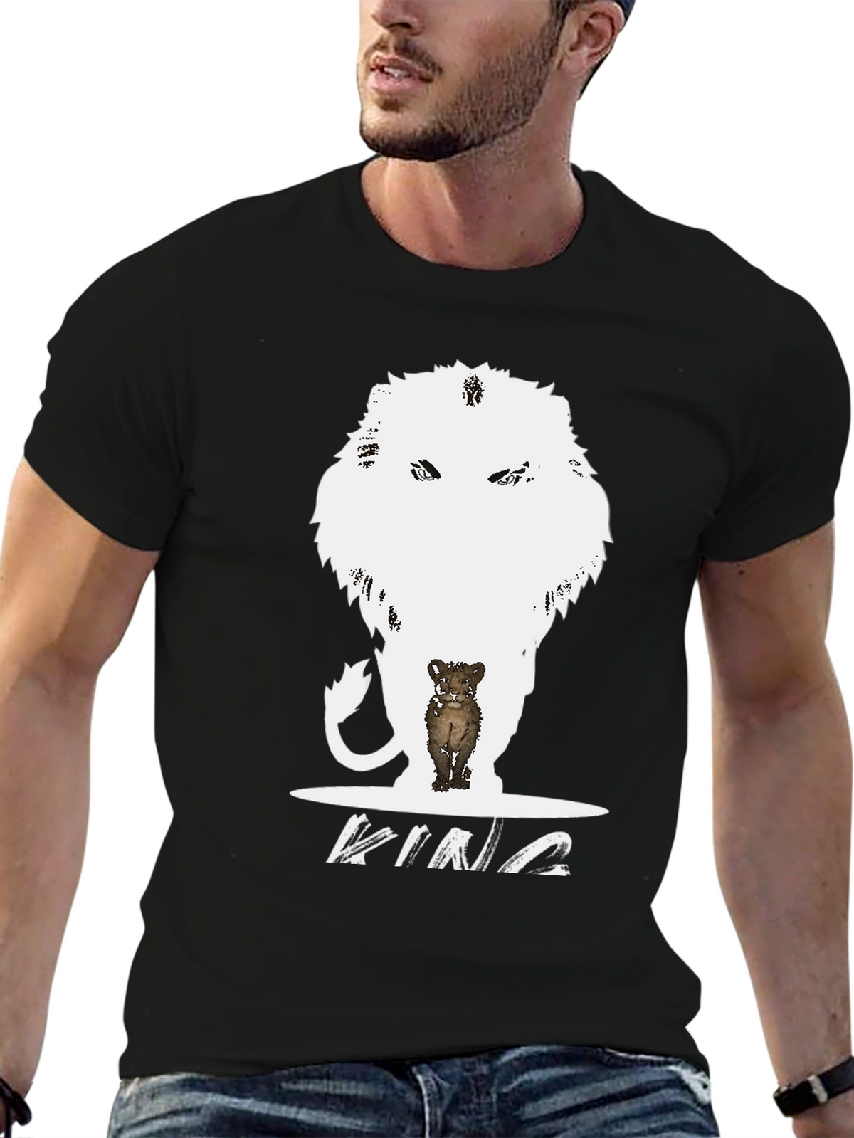 King Lion Cub Graphic Tee - Black T-Shirt