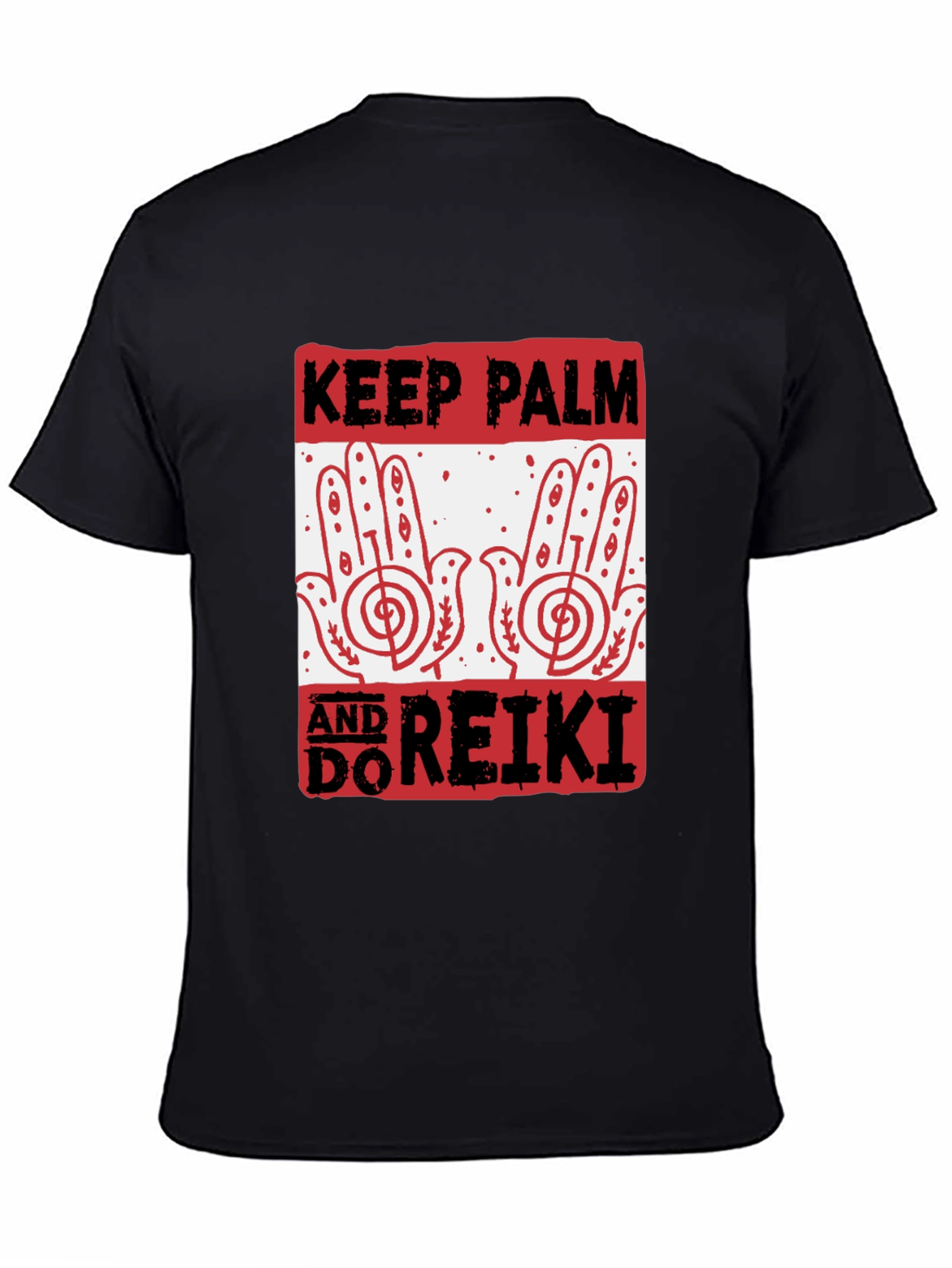 Keep Palm and Do Reiki Black Graphic Tee