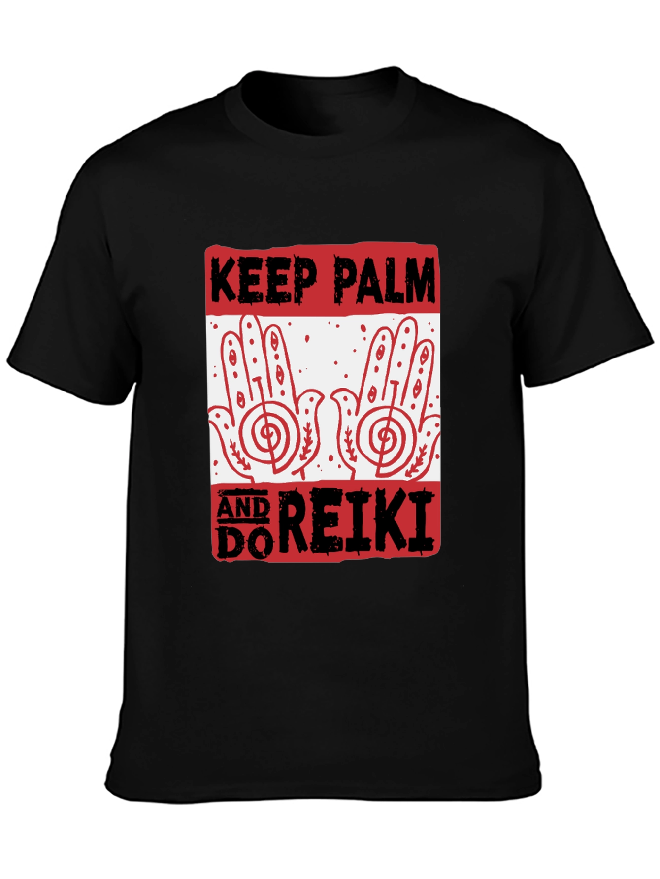 Keep Palm and Do Reiki Black Graphic Tee
