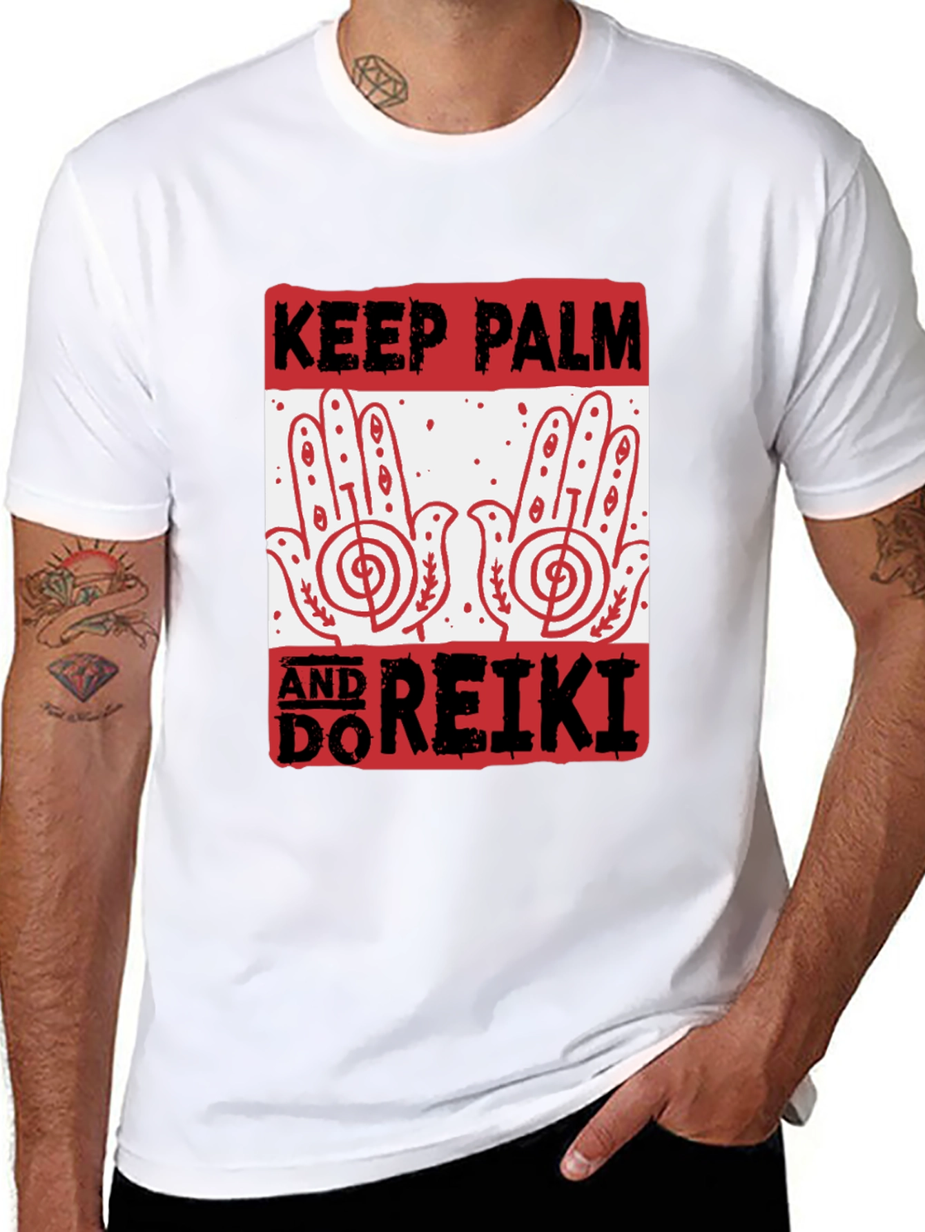 Keep Palm and Do Reiki Black Graphic Tee