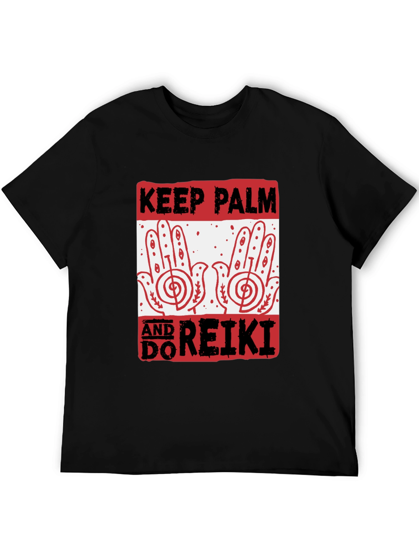 Keep Palm and Do Reiki Black Graphic Tee
