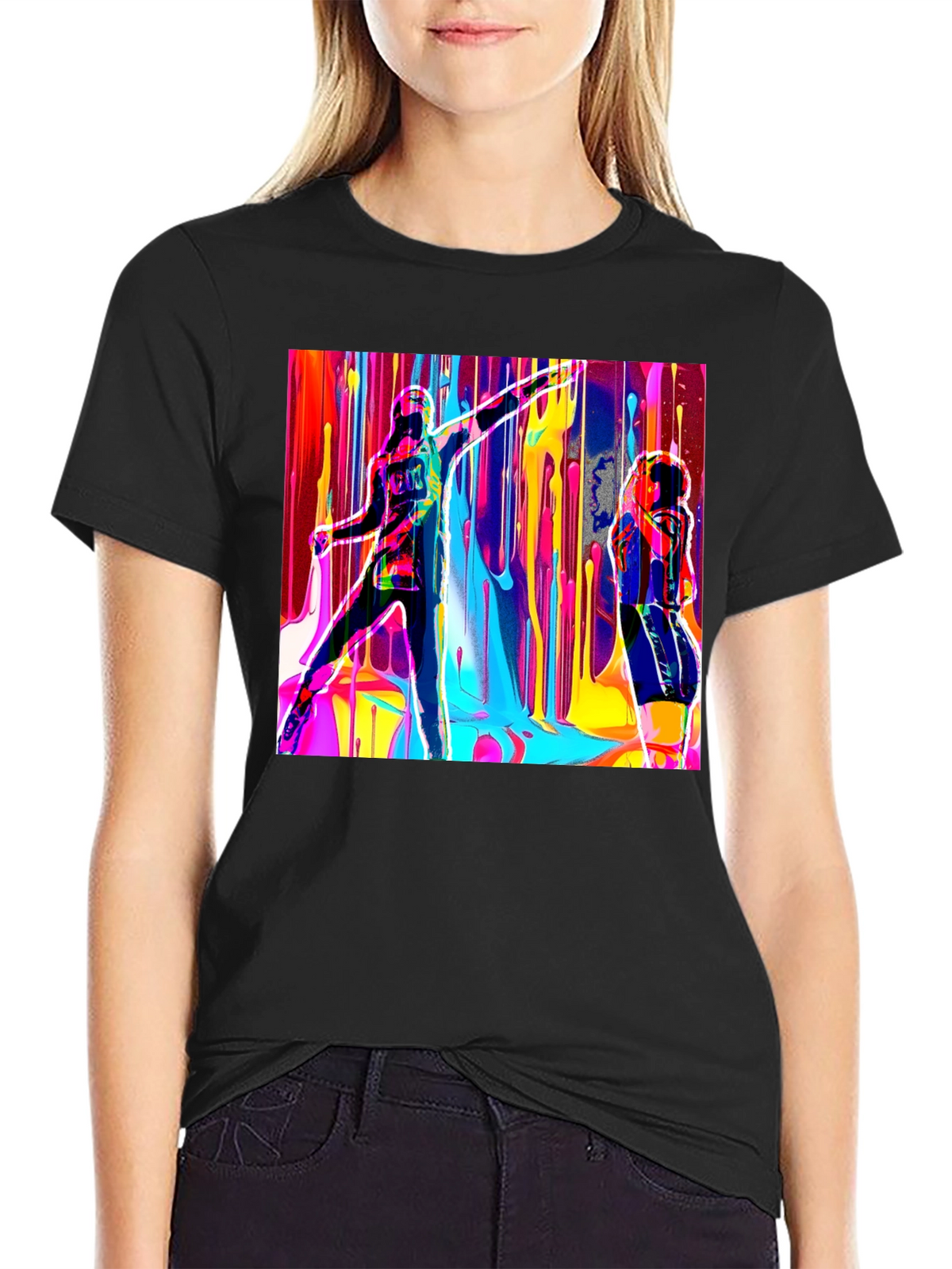 Abstract Art Drip Design Black T-Shirt