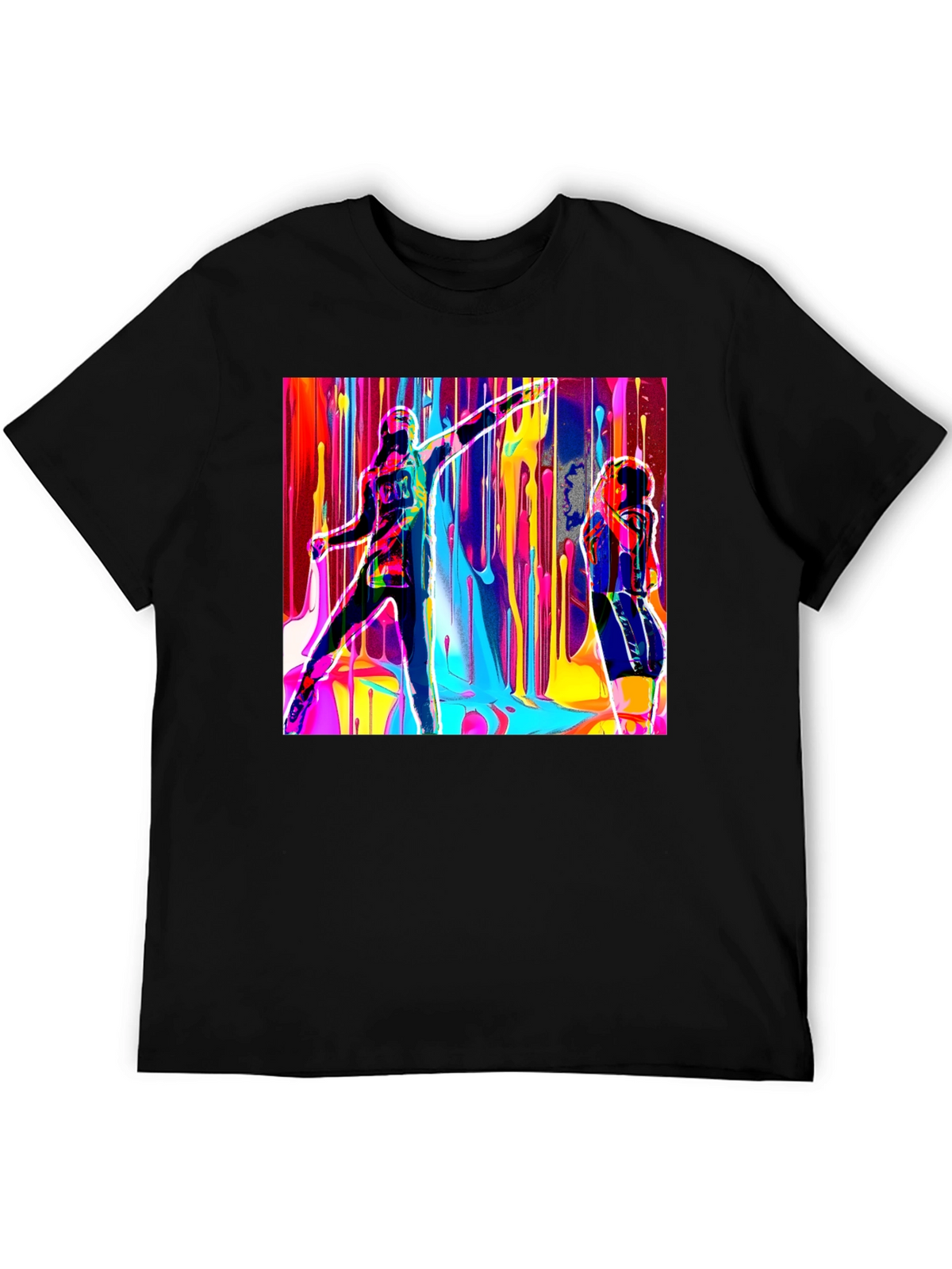 Abstract Art Drip Design Black T-Shirt