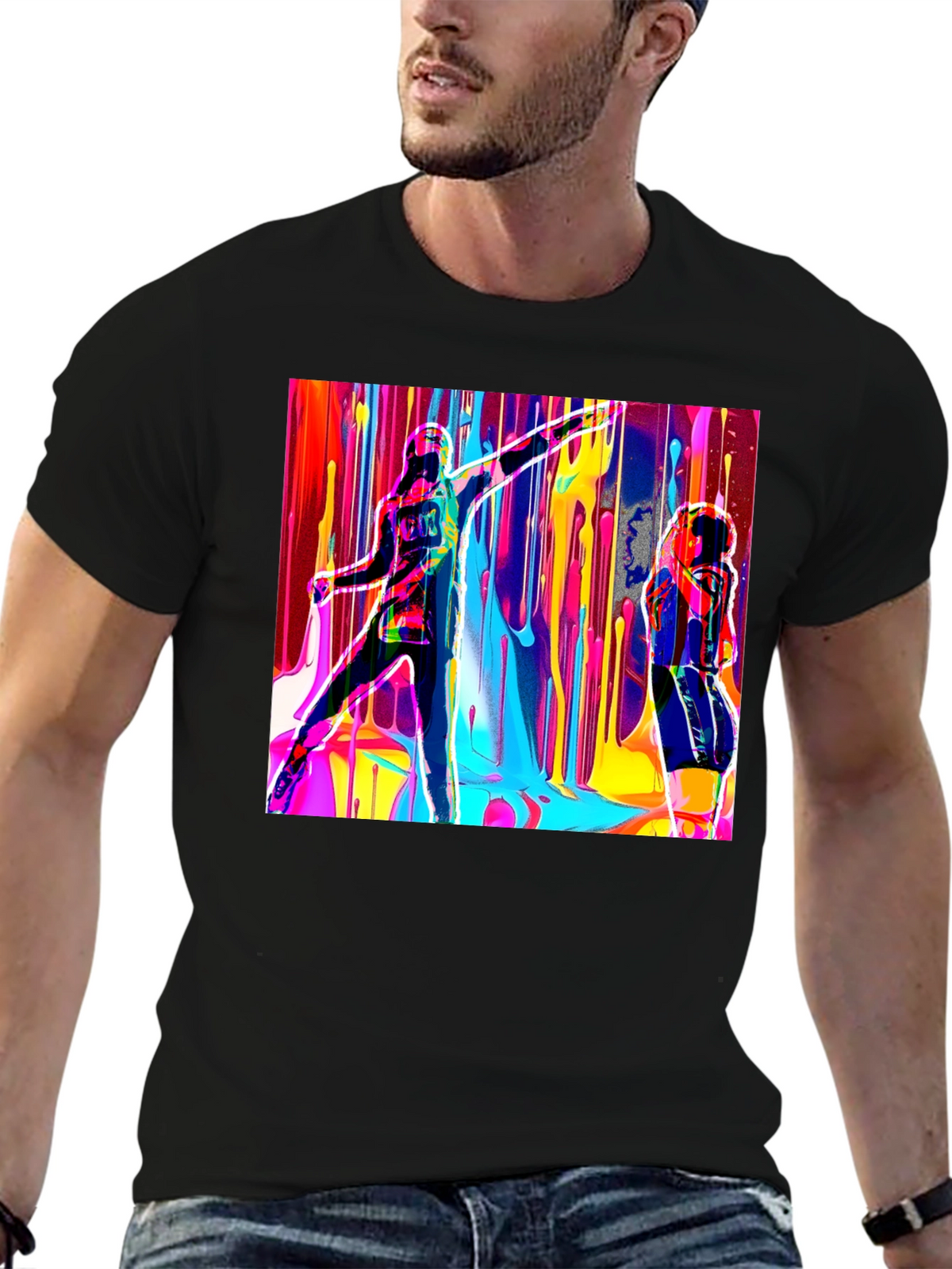 Abstract Art Drip Design Black T-Shirt