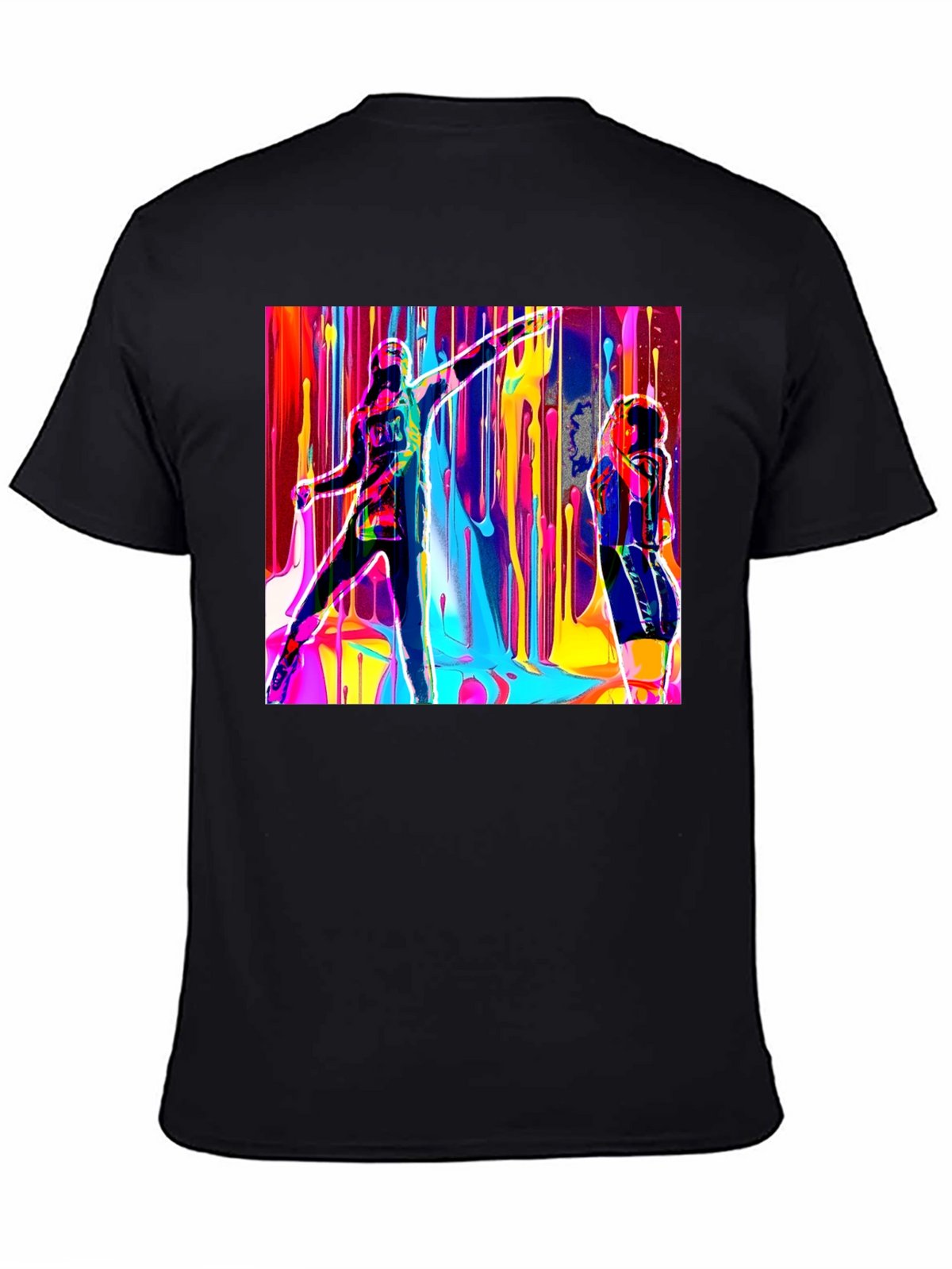 Abstract Art Drip Design Black T-Shirt