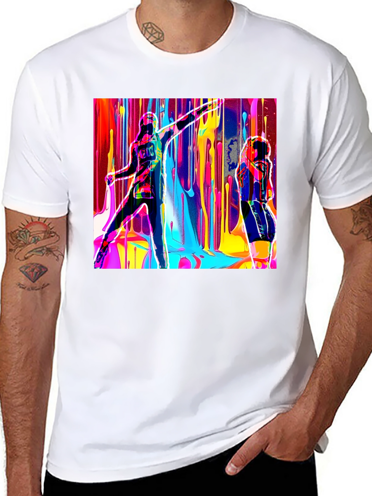 Abstract Art Drip Design Black T-Shirt