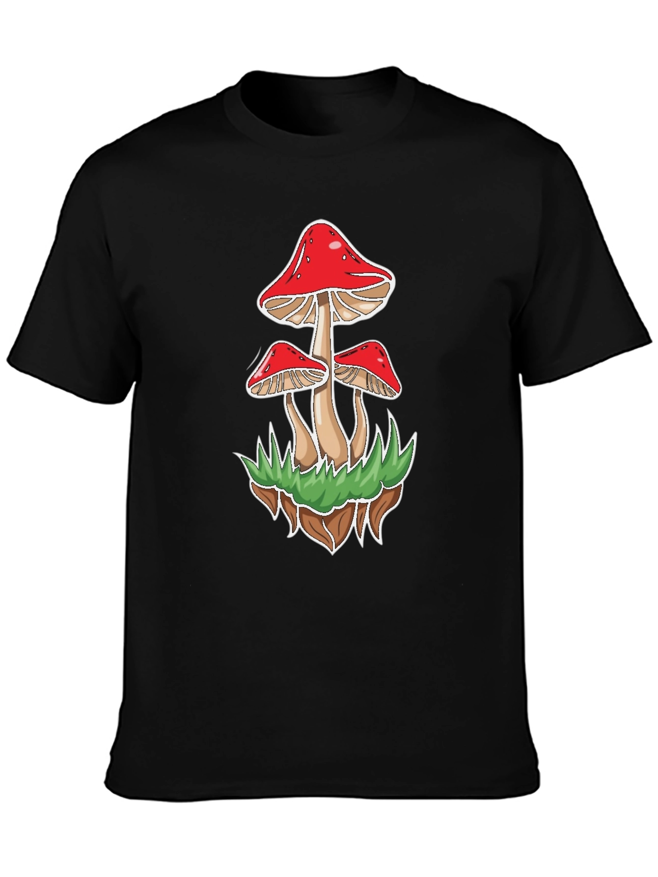 Mushroom Graphic Tee - Black Cotton Blend