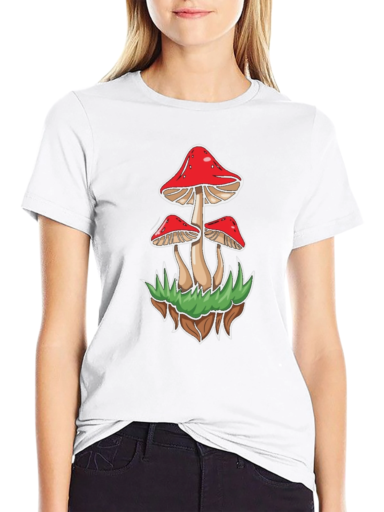 Mushroom Graphic Tee - Black Cotton Blend