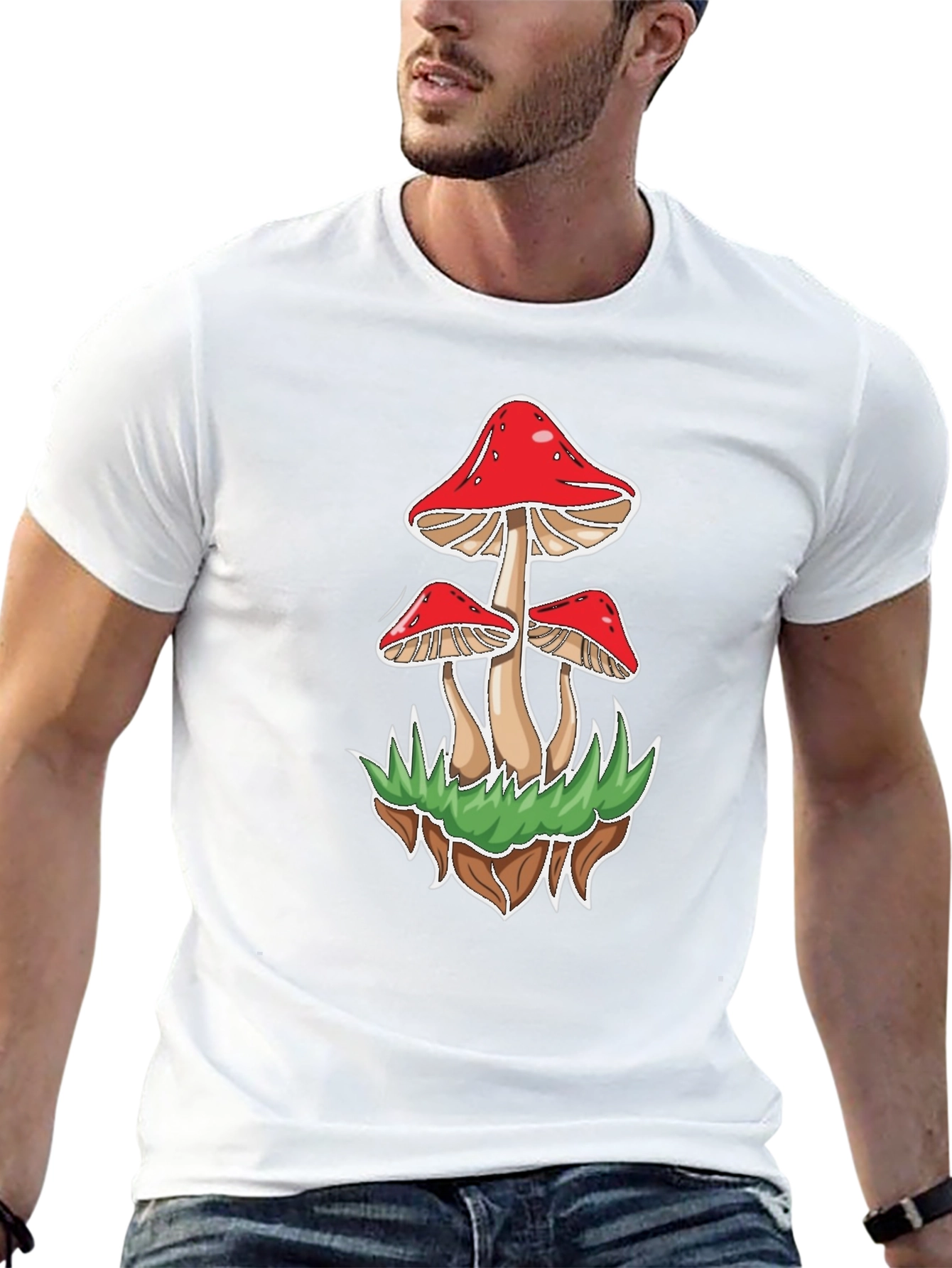 Mushroom Graphic Tee - Black Cotton Blend