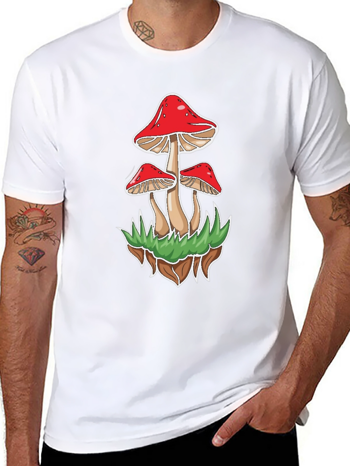 Mushroom Graphic Tee - Black Cotton Blend