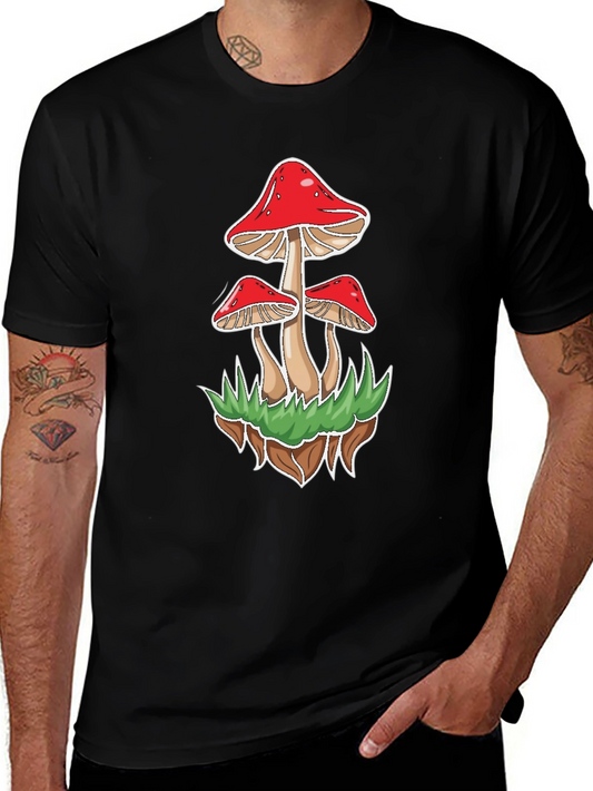 Mushroom Graphic Tee - Black Cotton Blend