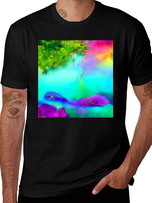 Abstract Art Black T-Shirt Colorful Design
