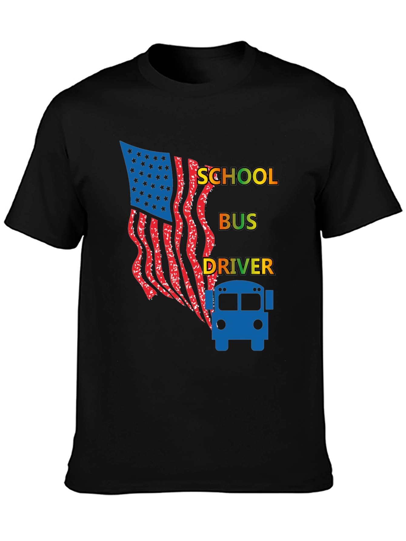 School Bus Driver American Flag Graphic Tee