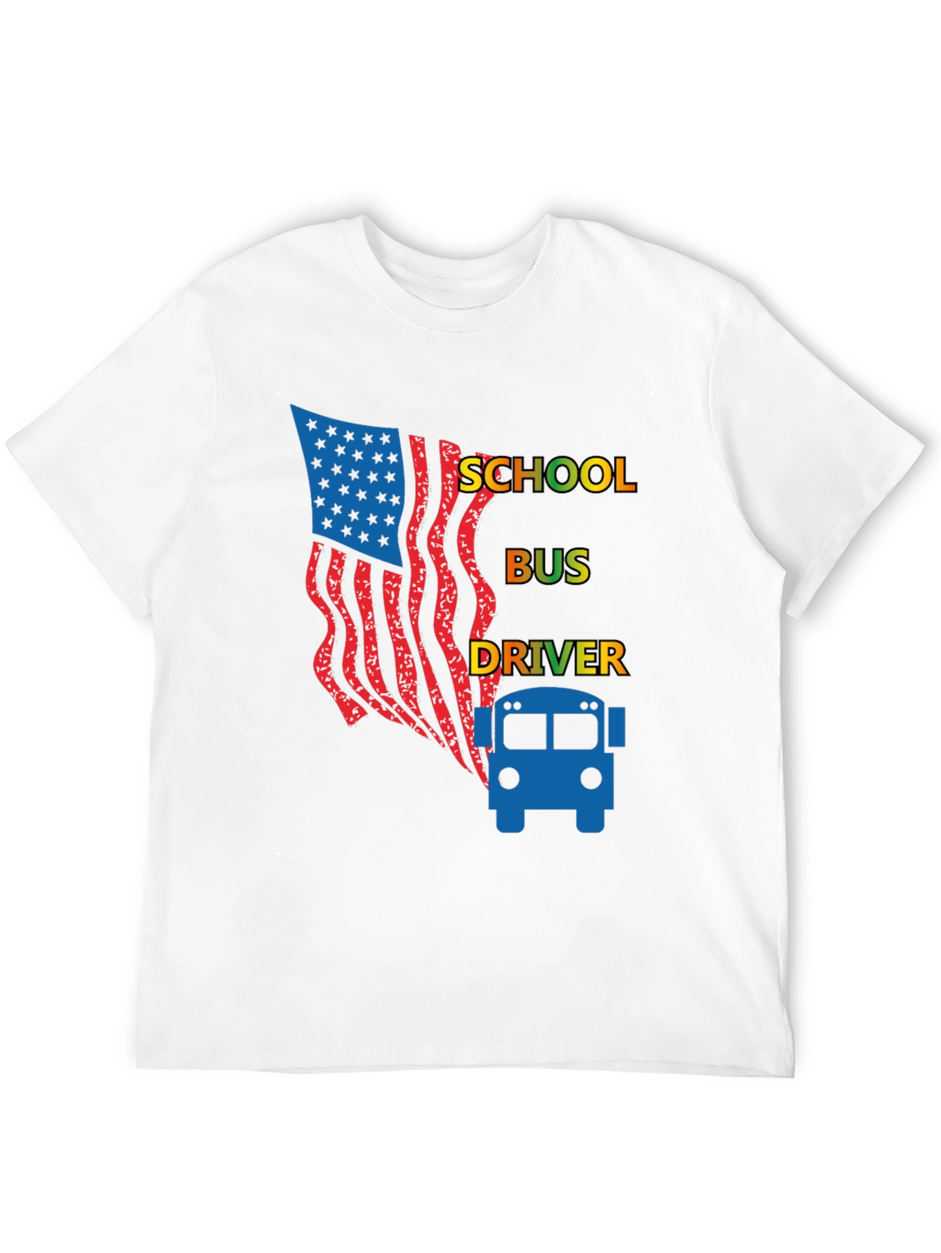 School Bus Driver American Flag Graphic Tee