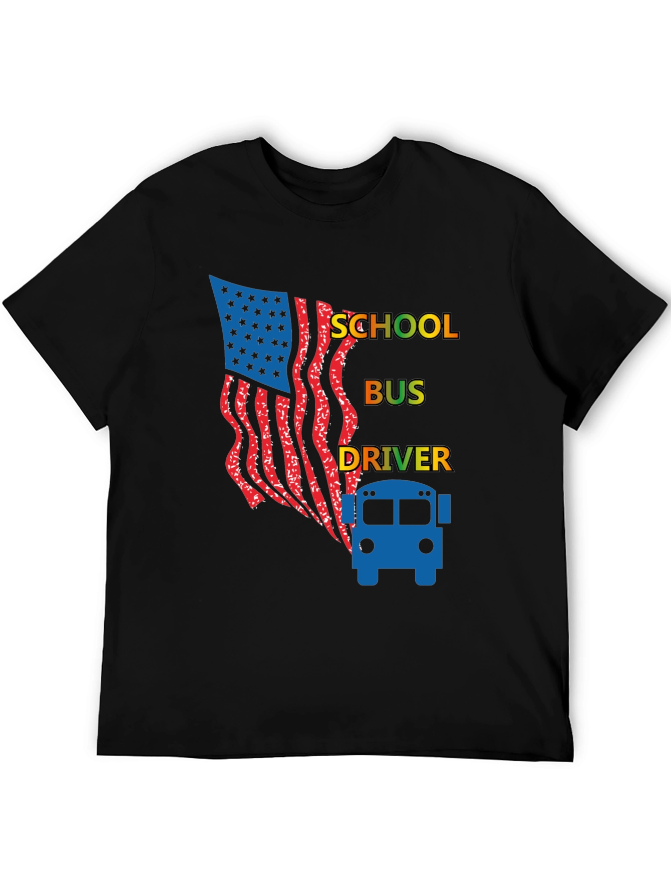 School Bus Driver American Flag Graphic Tee