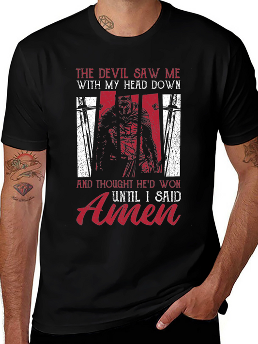 Devil Saw Me T-Shirt - Knight and Amen Design