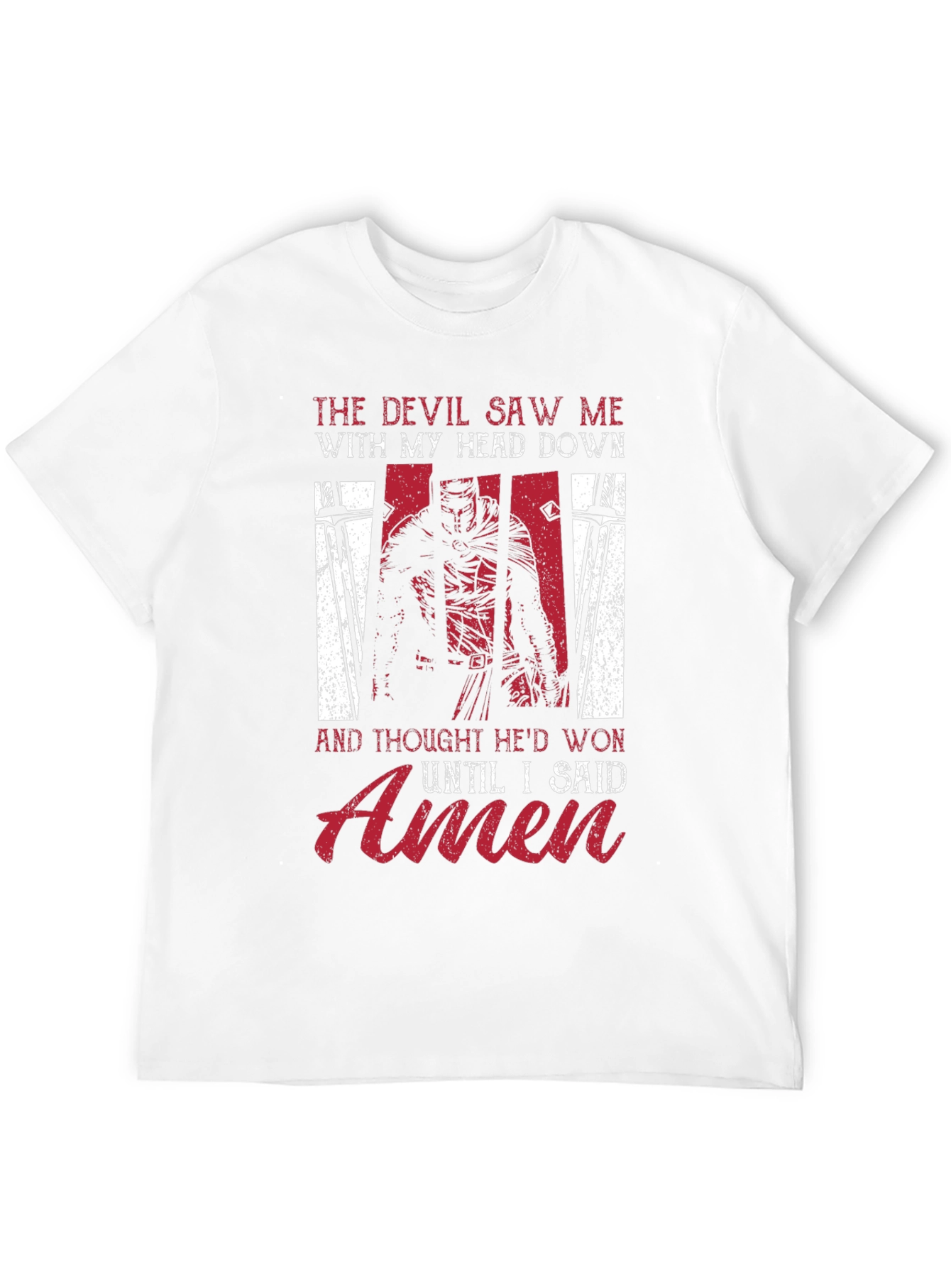 Devil Saw Me T-Shirt - Knight and Amen Design