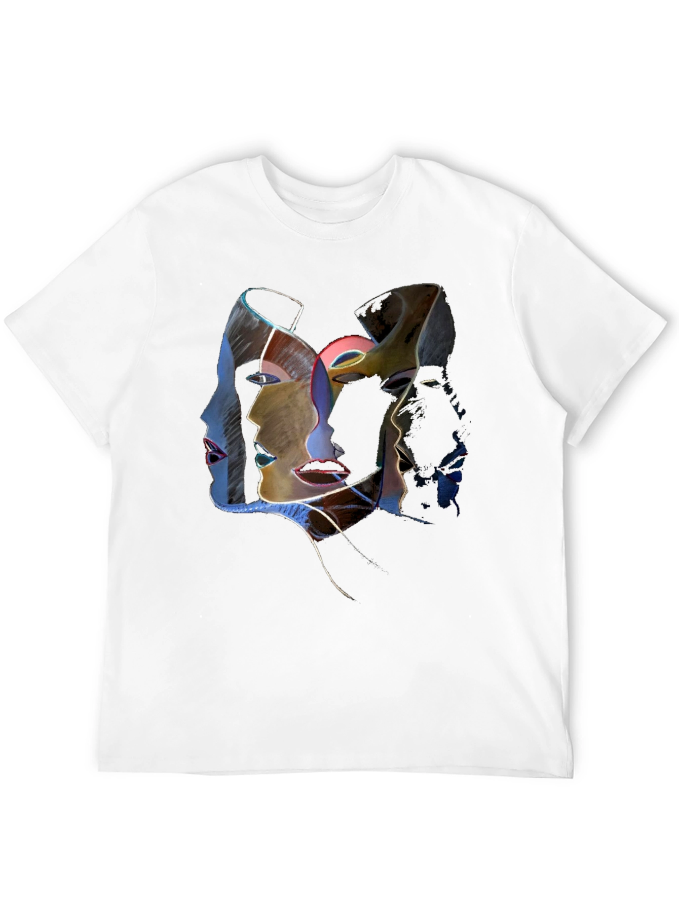 Abstract Faces Graphic Tee - Unisex Black T-Shirt