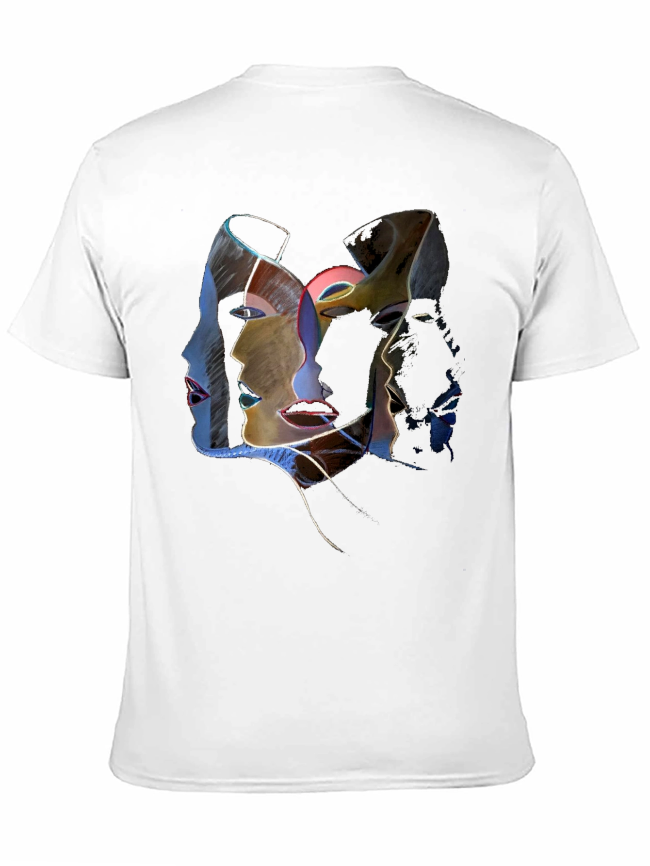 Abstract Faces Graphic Tee - Unisex Black T-Shirt