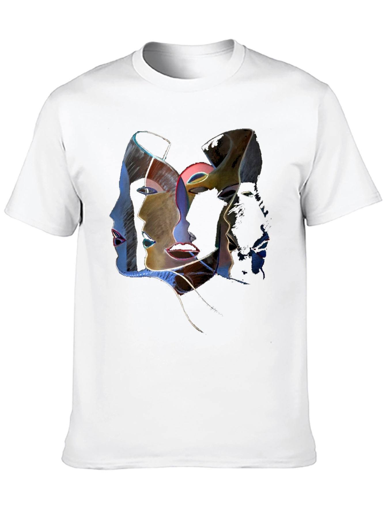 Abstract Faces Graphic Tee - Unisex Black T-Shirt