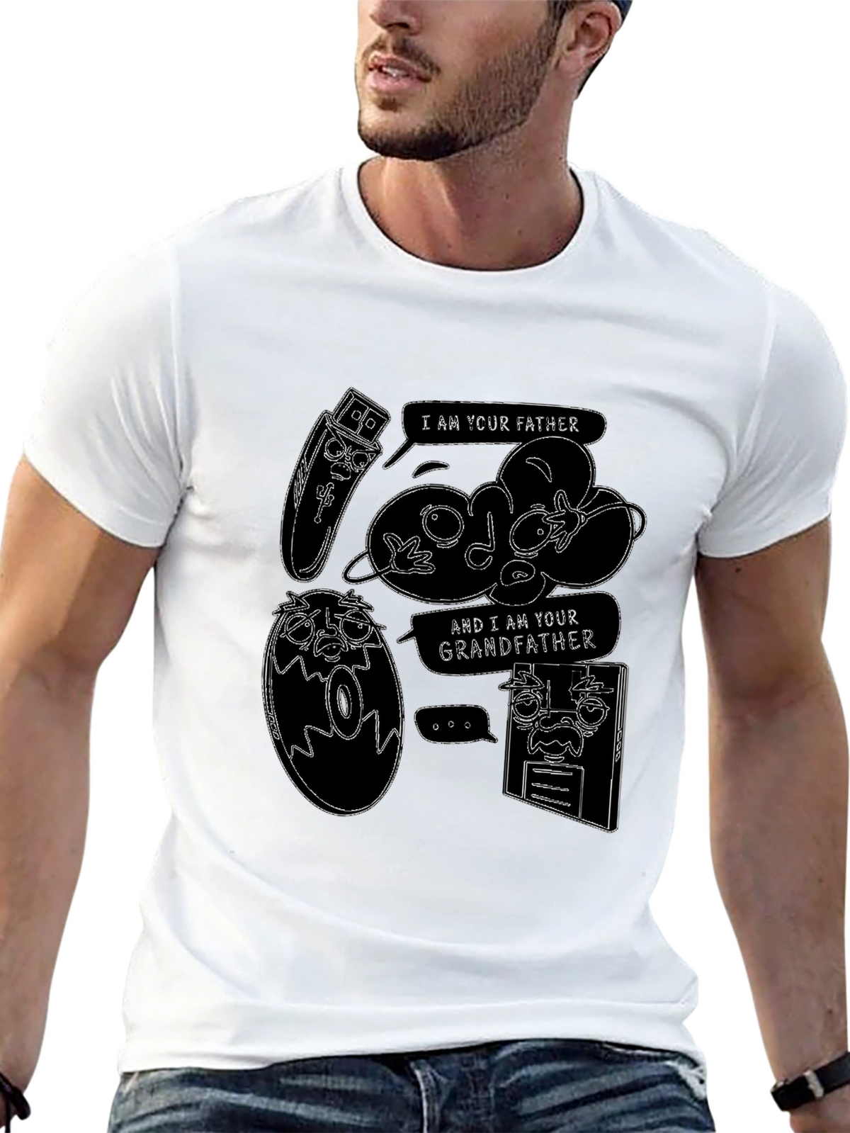 Funny Tech Family Tree Black T-Shirt