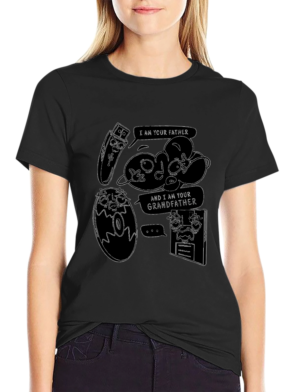 Funny Tech Family Tree Black T-Shirt