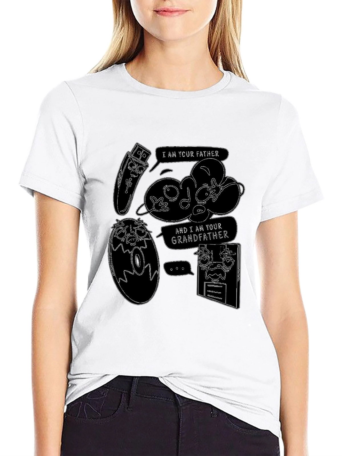 Funny Tech Family Tree Black T-Shirt
