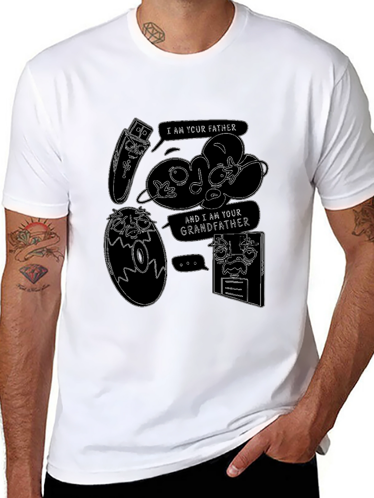 Funny Tech Family Tree Black T-Shirt