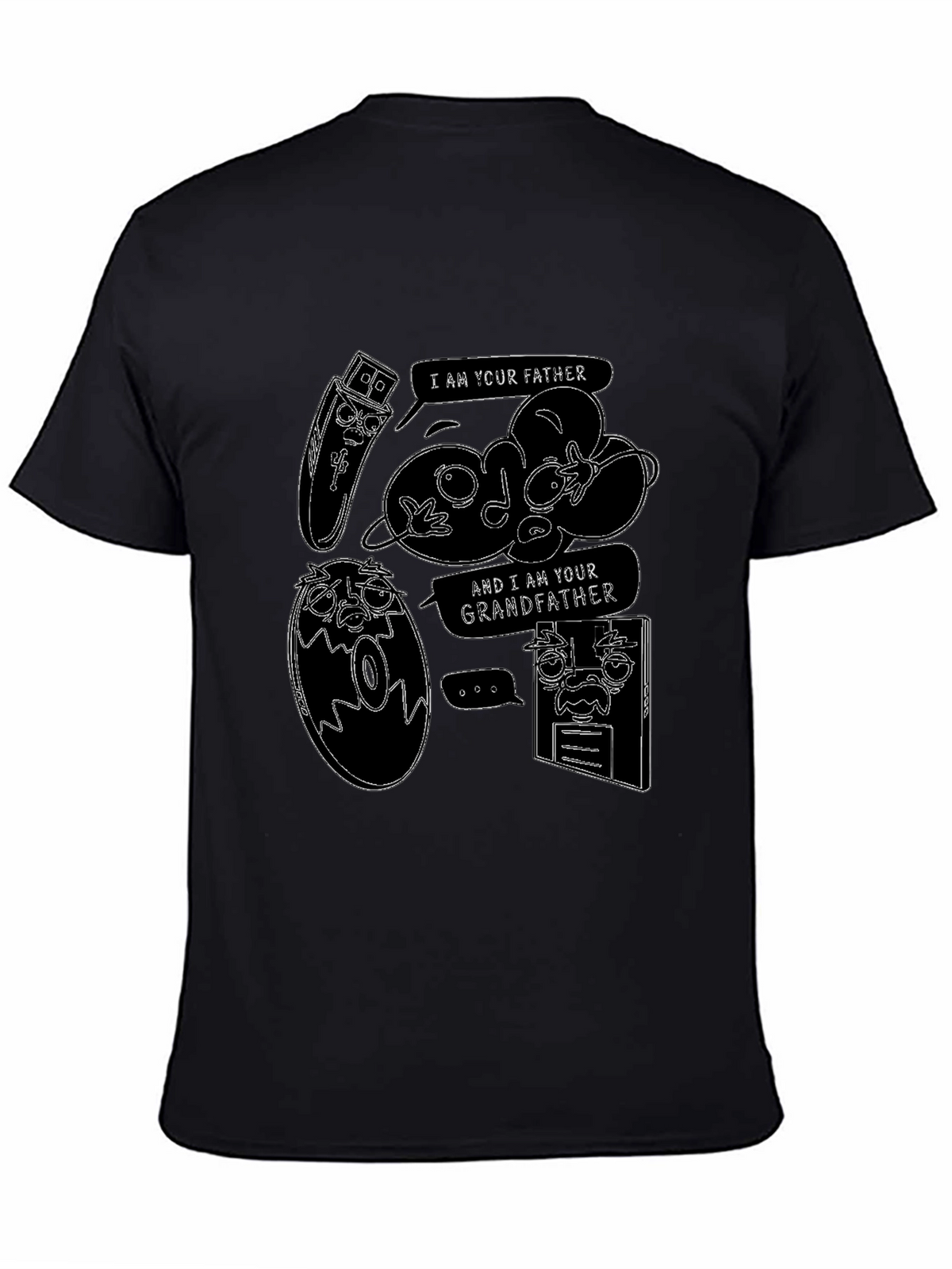 Funny Tech Family Tree Black T-Shirt