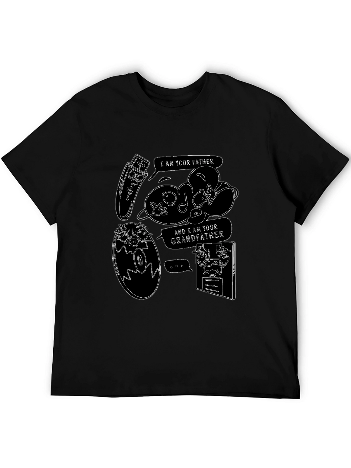 Funny Tech Family Tree Black T-Shirt