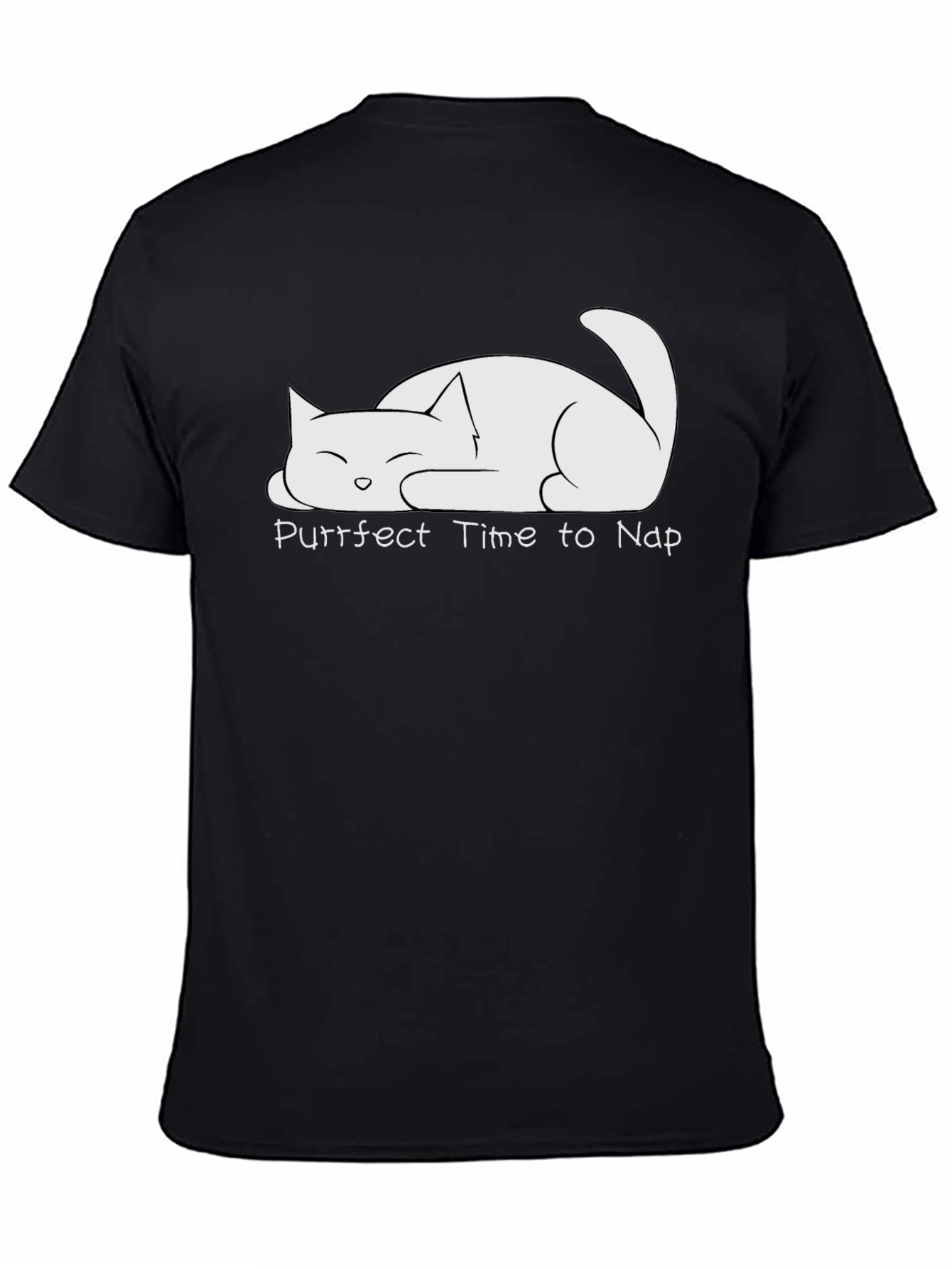 Purrfect Time to Nap Cat T-Shirt - Black