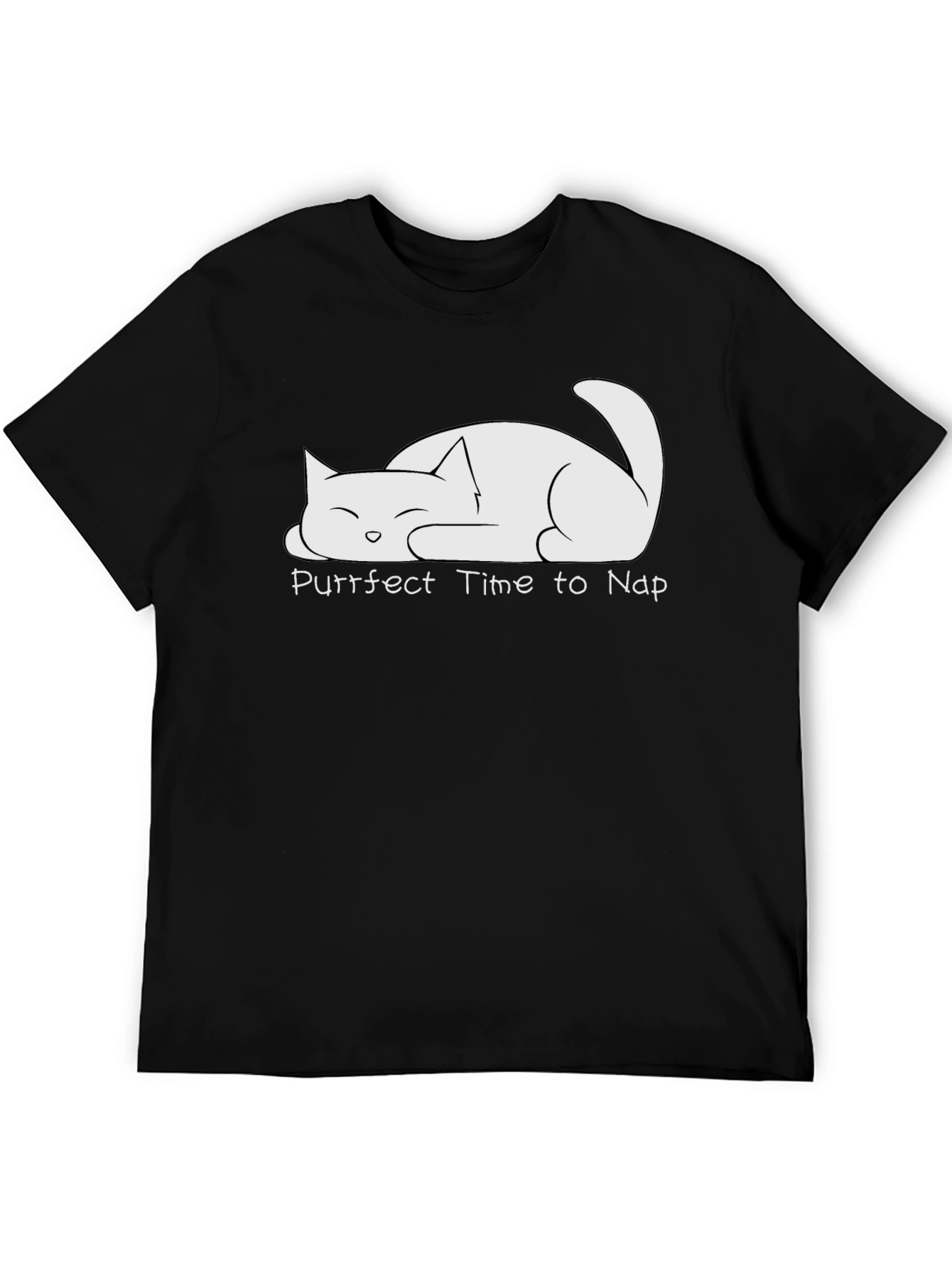 Purrfect Time to Nap Cat T-Shirt - Black
