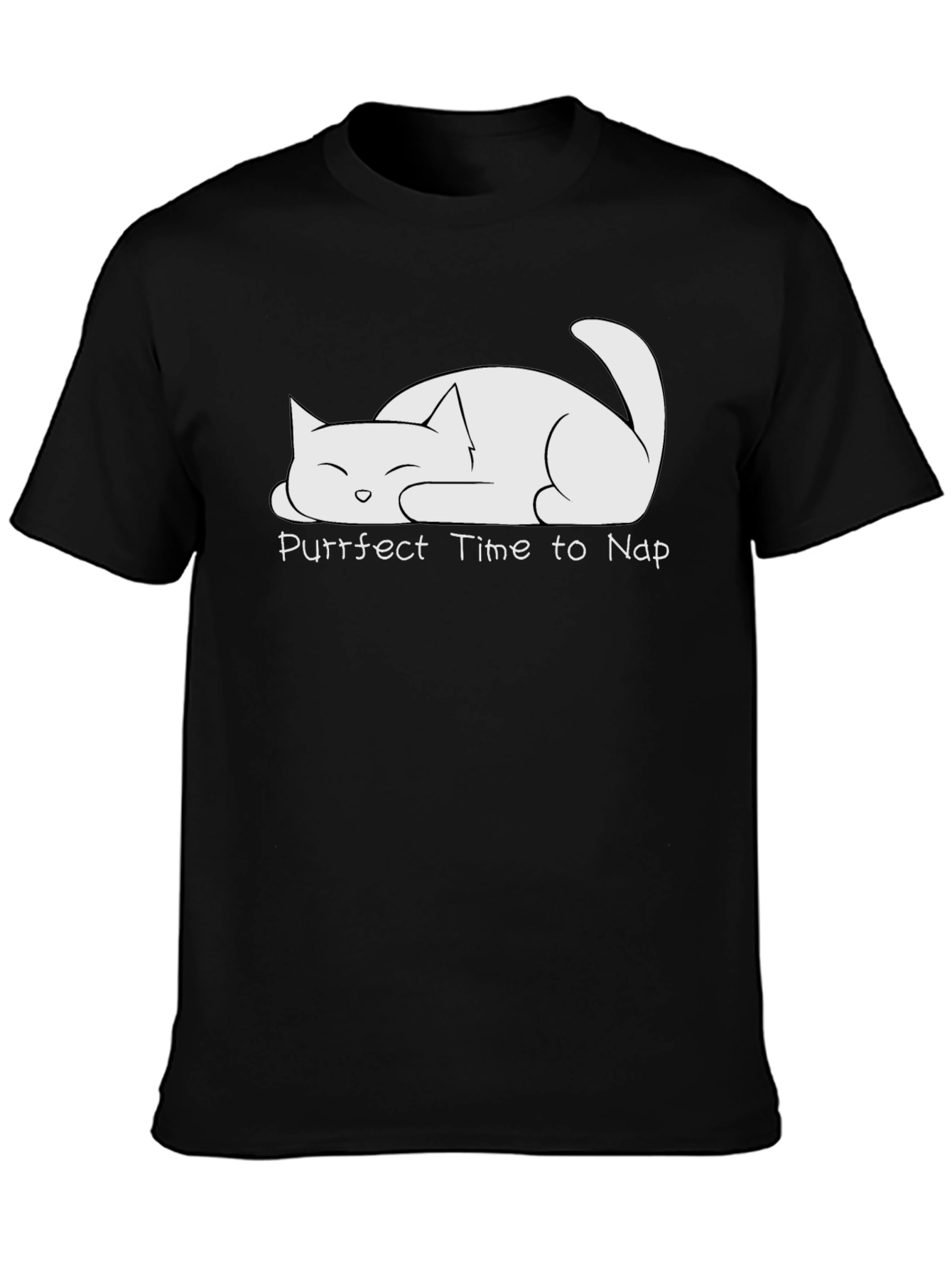 Purrfect Time to Nap Cat T-Shirt - Black