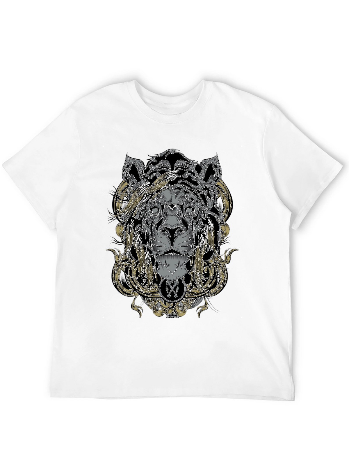 Ornate Lion Graphic Black T-Shirt