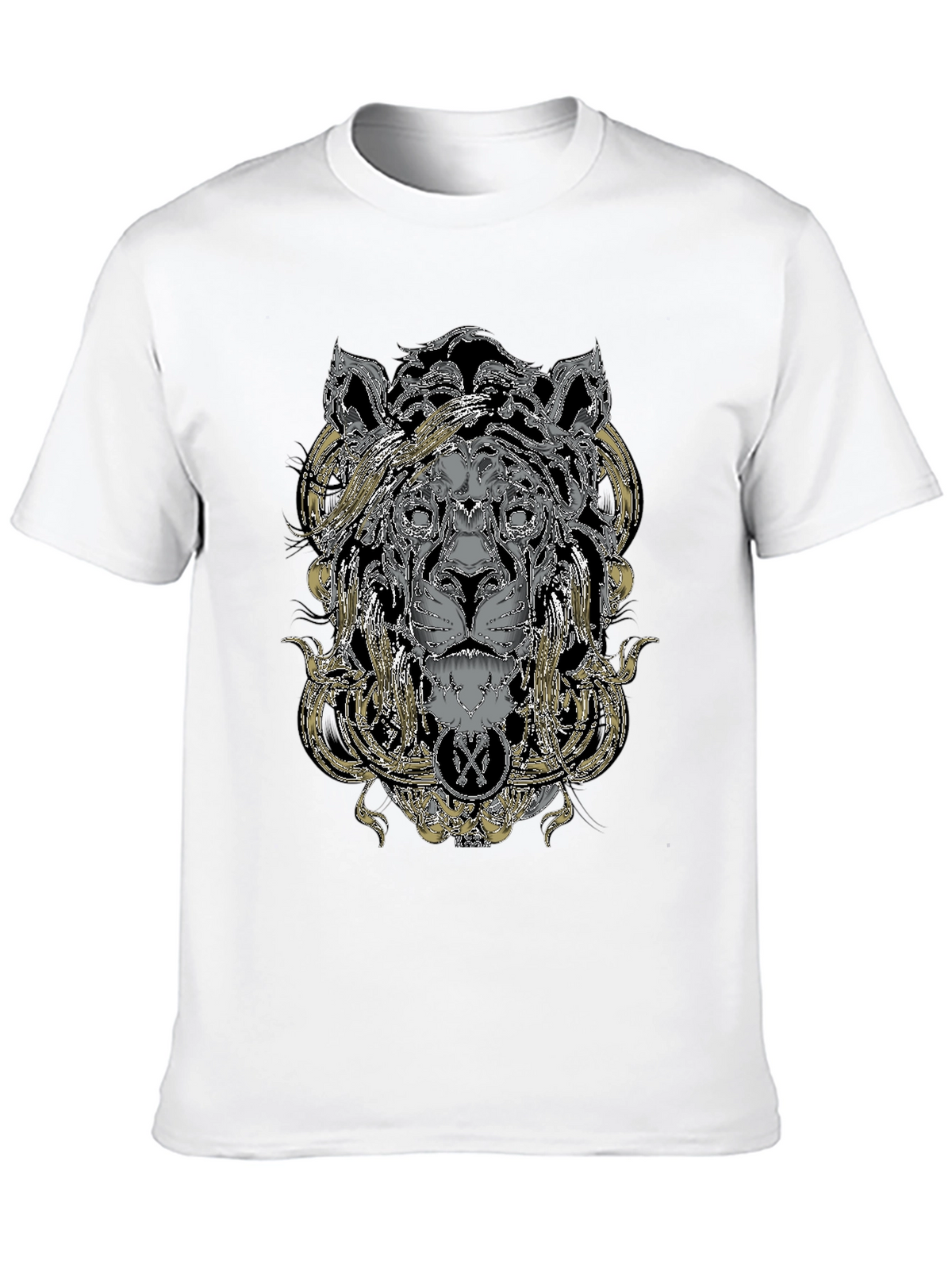 Ornate Lion Graphic Black T-Shirt