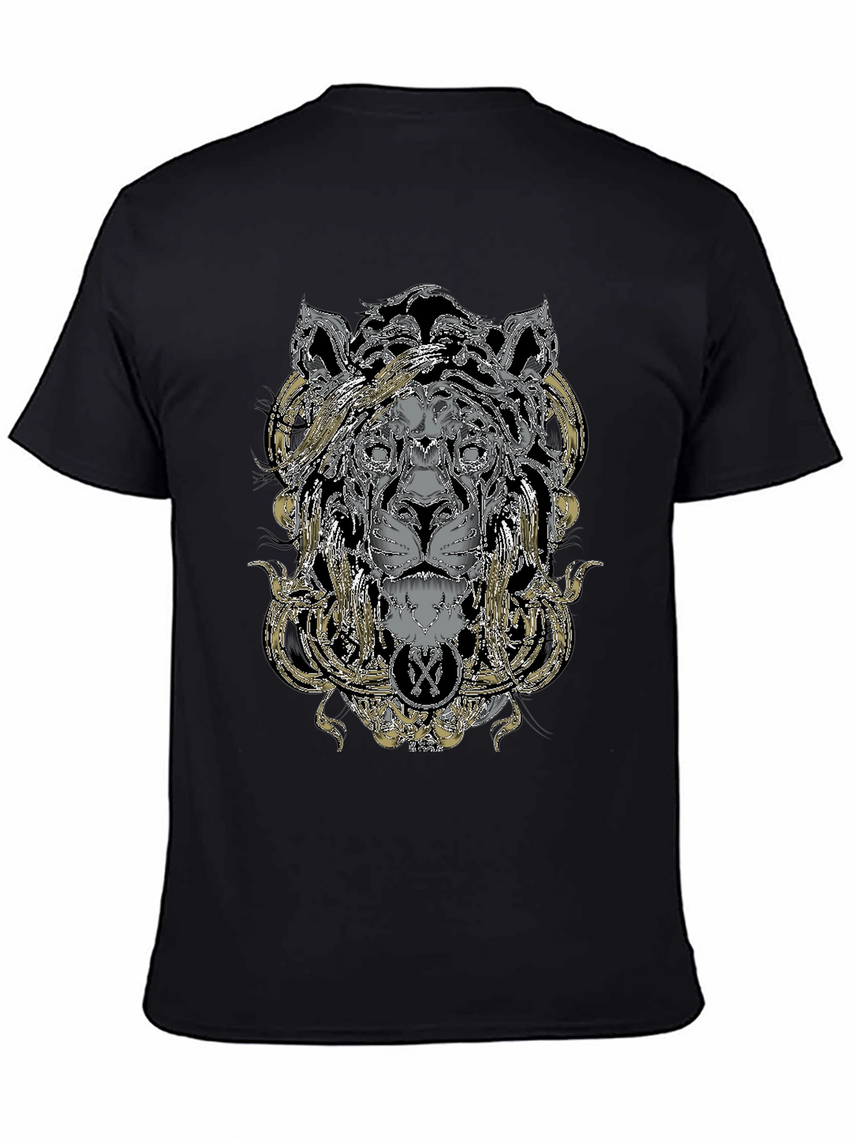 Ornate Lion Graphic Black T-Shirt
