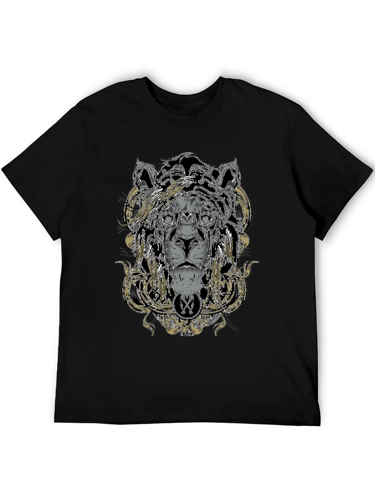Ornate Lion Graphic Black T-Shirt