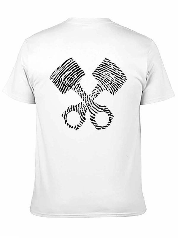 Cool Piston Print Black T-Shirt - Automotive Design