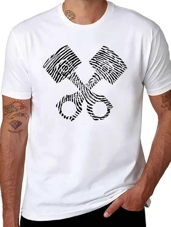 Cool Piston Print Black T-Shirt - Automotive Design