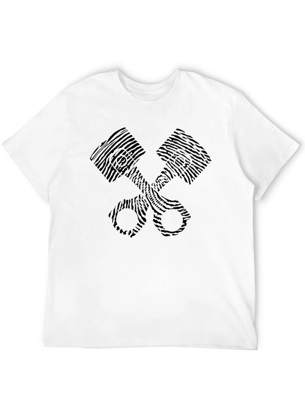 Cool Piston Print Black T-Shirt - Automotive Design