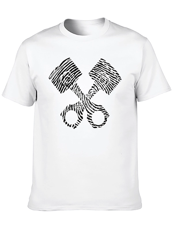 Cool Piston Print Black T-Shirt - Automotive Design